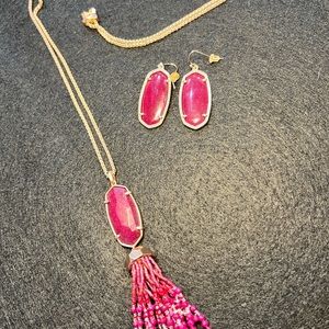 Cranberry colored Kendra Scott set- necklace and earrings.